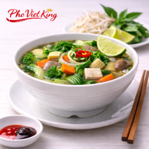 318. Vegetable Rice Noodle Soup in Beef Broth