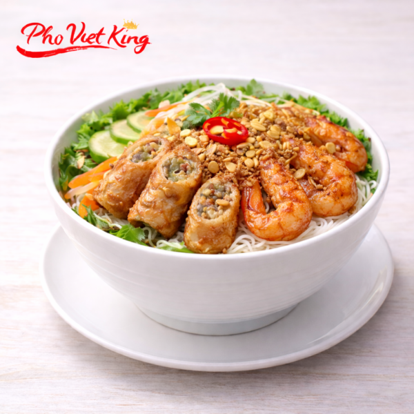 434. Vermicelli salad with Spring Roll and Grilled Shrimp