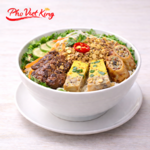 435. Vermicelli Salad with Grilled Pork, Spring Roll and Steamed Egg Meatloaf