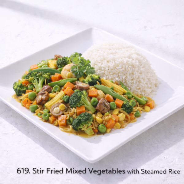 619. Stir Fried Mixed Vegetables with Steamed Rice