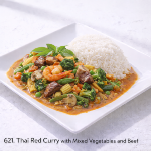 621. Thai Red Curry with Mixed Vegetables and Steamed Rice